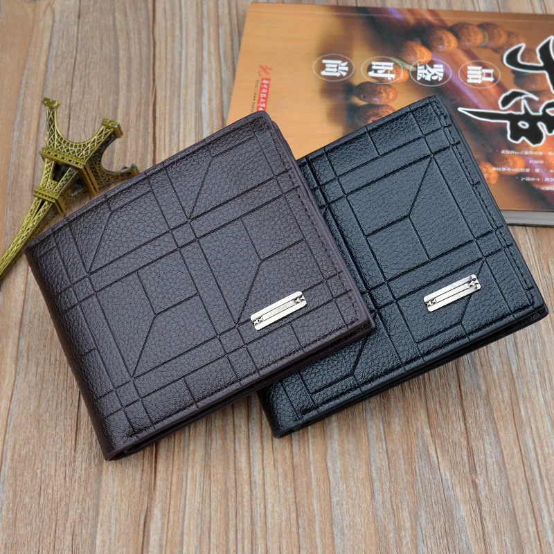 

Retro Men's Short Ultra-thin Student Wallet Horizontal Male Purse Card Holder Trendy Personality Vertical Mini Wallet Young Men