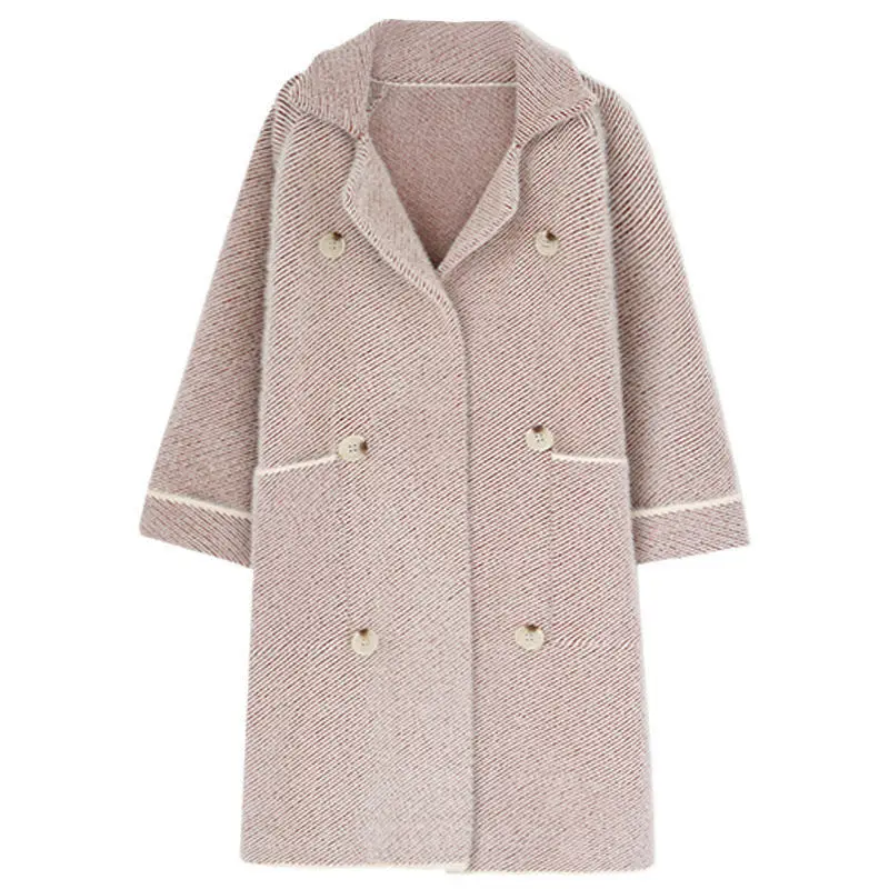 

2021 New Fashion Faux Mink Fur Coats Autumn and Winter Jacket Loose Large Size Long Knit Cardigan Coat Female Thickening