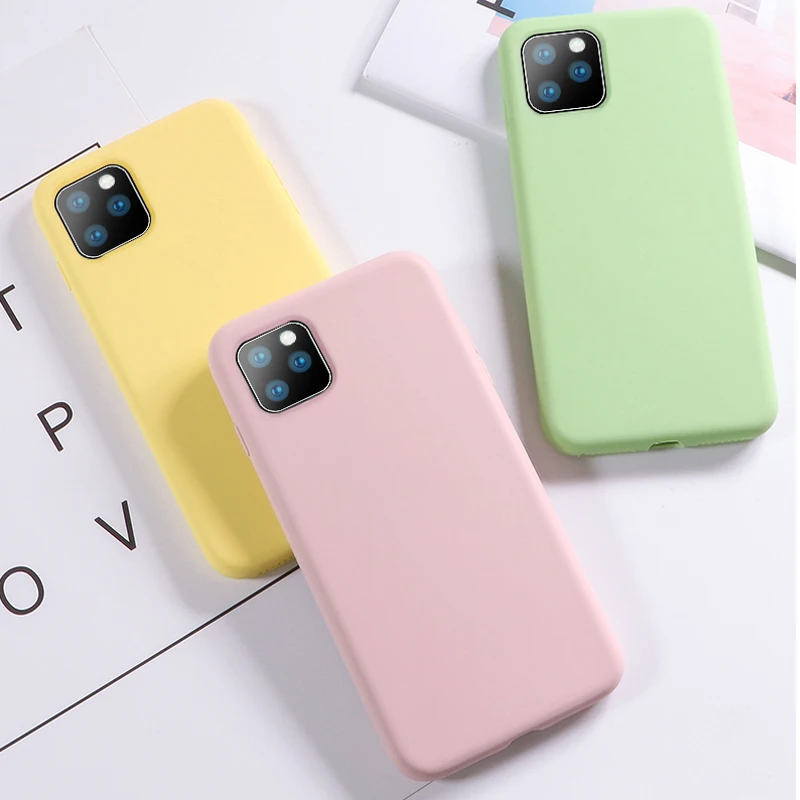 Мягкий силиконовый чехол s для iphone 11 Pro Max XR X XS 6 6S 7 8 Plus милый карамельный цвет