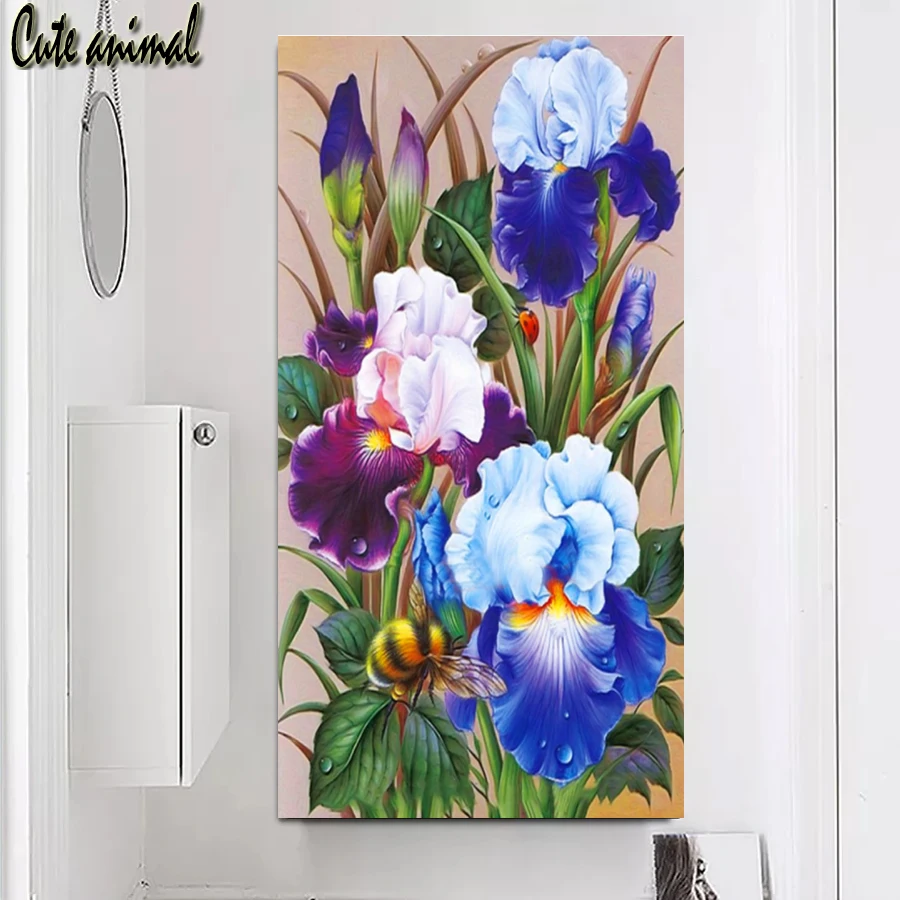 

Full Resin diamond painting iris flower Cross Stitch Square round Diamond Mosaic bee Diamond Embroidery Diy handicraft decor art