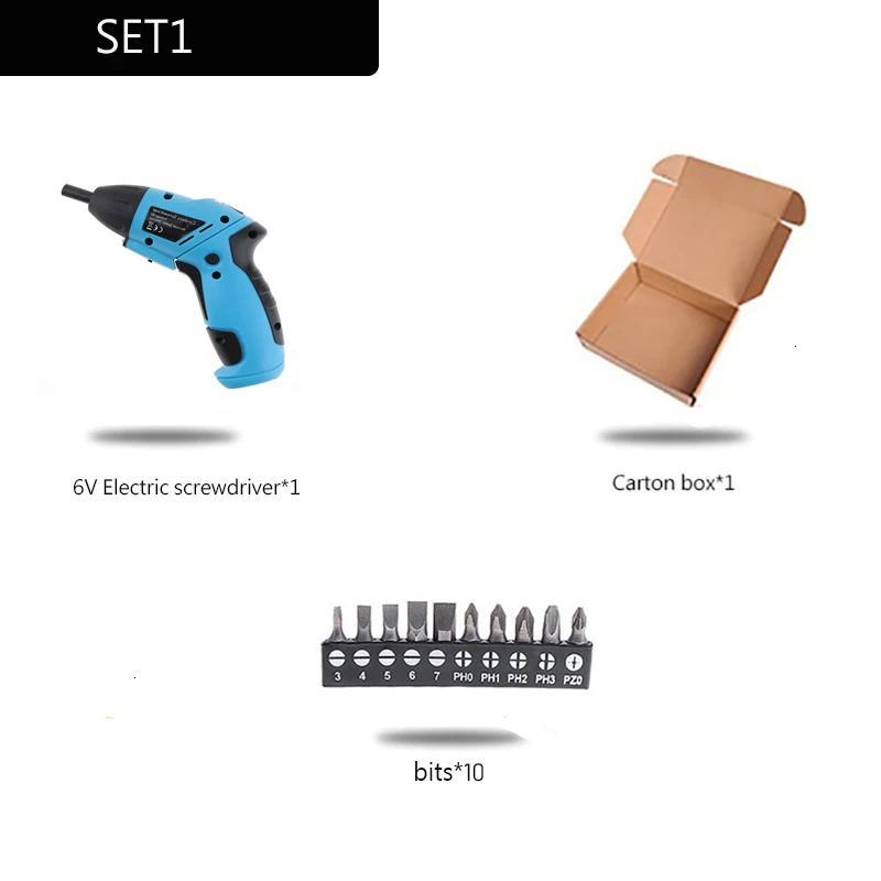 PTS-016-SET1 6 в батарея электрическая отвертка Мини Беспроводная Дрель Беспроводной Мощный светодиодный светильник многофункциональные DIY электроинструменты 10 бит - Цвет: PTS-016-SET1