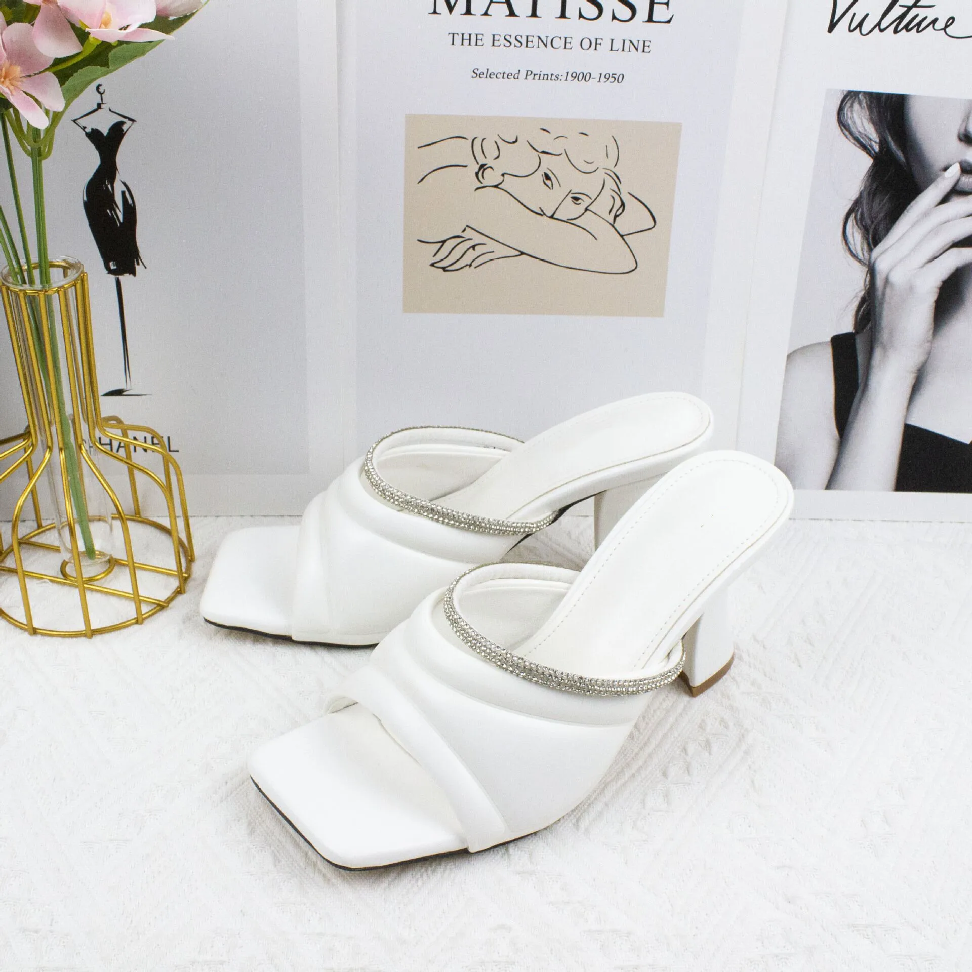 

New Arrival Italian In Women High Quality African Wedding Shoes Women Luxury 2021 Rhinestone Wedding Party Shoes Summer Slippers