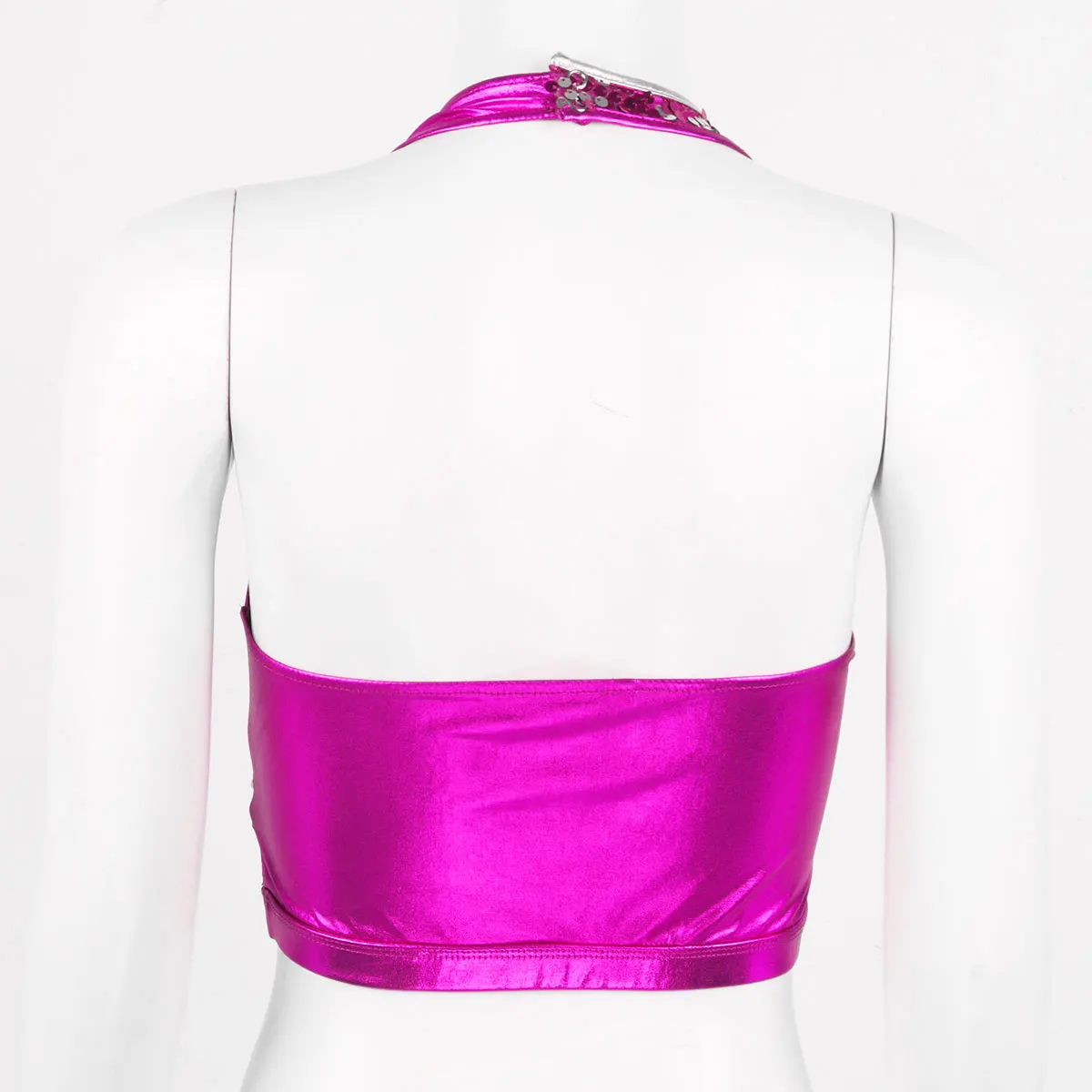 Женские блестящие танцевальные майки с металлическими блестками топы