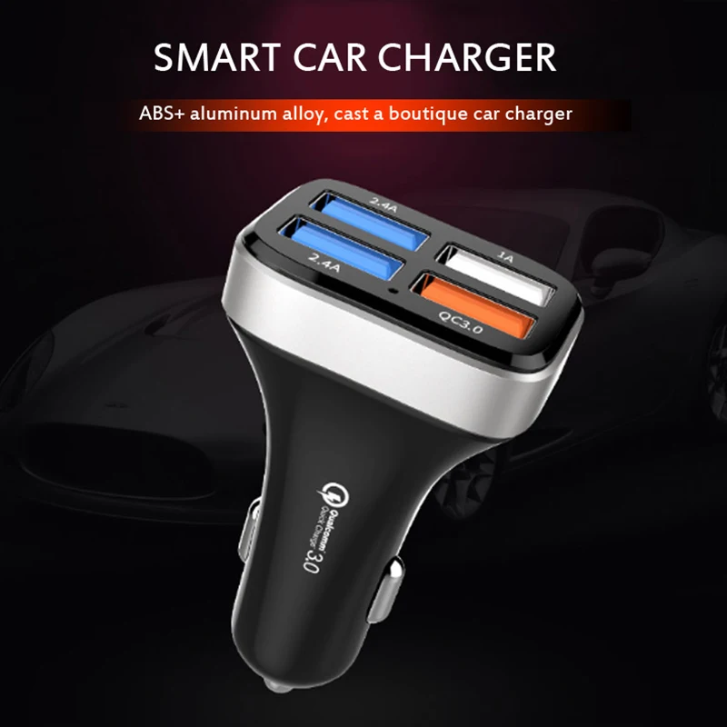 Автомобильное зарядное устройство 4 USB порта быстрая зарядка 3 0 умный адаптер