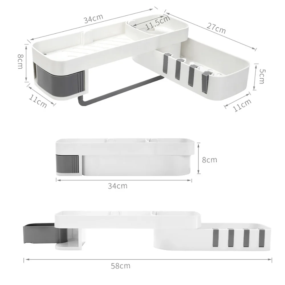 

1 Pcs Corner Shower Shelf Bathroom Shampoo Shower Shelf Holder Kitchen Nail-Free Storage Rack Organizer Wall Mounted Rack