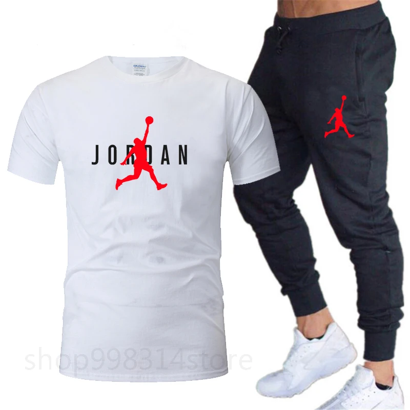 

Hot-Selling Summer JORDAN 23 Men T-Shirt Pants Set Casual Brand Fitness Jogger Pants T Shirt Hip Hop Fashion Men's Tracksuits