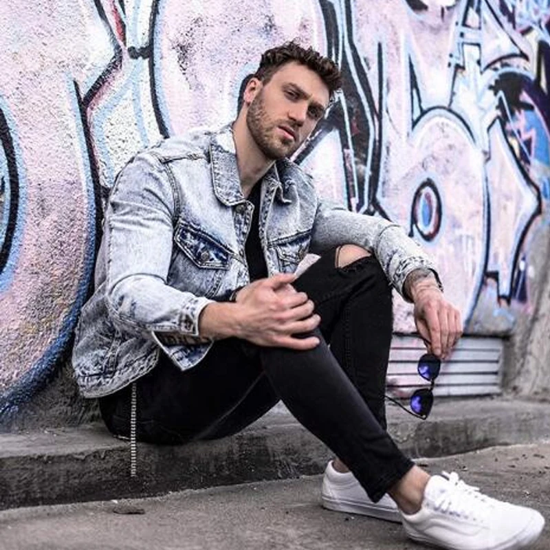 

Джинсы-Карандаш мужские зауженные рваные, брюки-стрейч в стиле хип-хоп, байкерские брюки с дырками, черные, S-3XL, лето