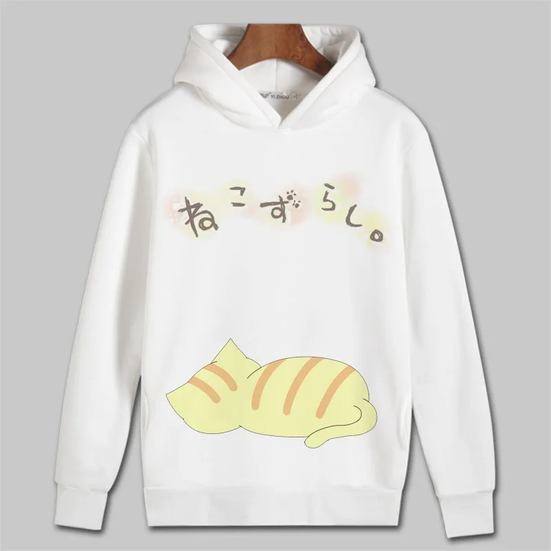 Толстовка с капюшоном для косплея мультяшным принтом кота зимние осенние