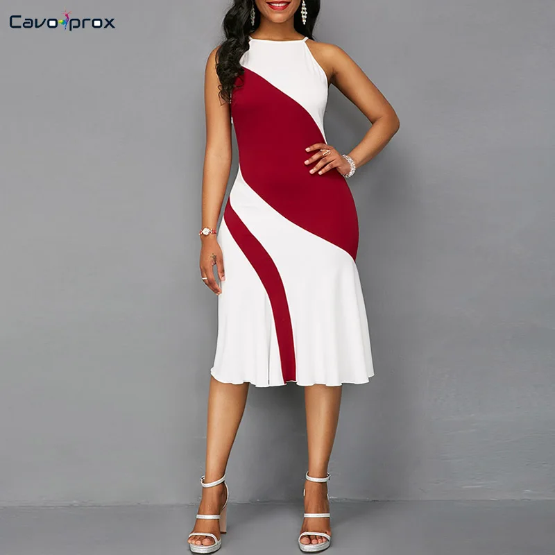 Женское облегающее Повседневное платье до колена с круглым вырезом и лямкой на