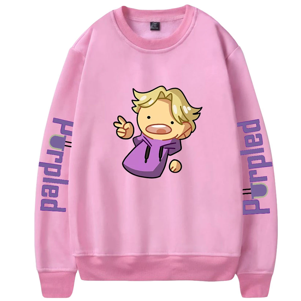 

2021 New Purpled 2D Print O-Neck Sweatshirt Harajuku Round Collar