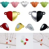 5 setbag heart shaped magnetic connected clasps colorful leather cord bracelet connector for diy couple necklace jewelry making