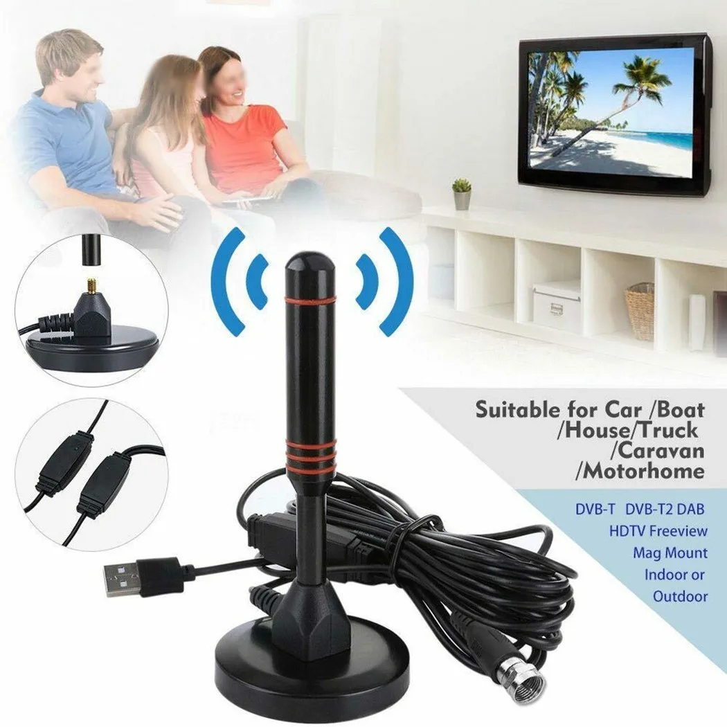 Портативная ТВ антенна для помещений и улицы цифровая HD Freeview TV DVB активная