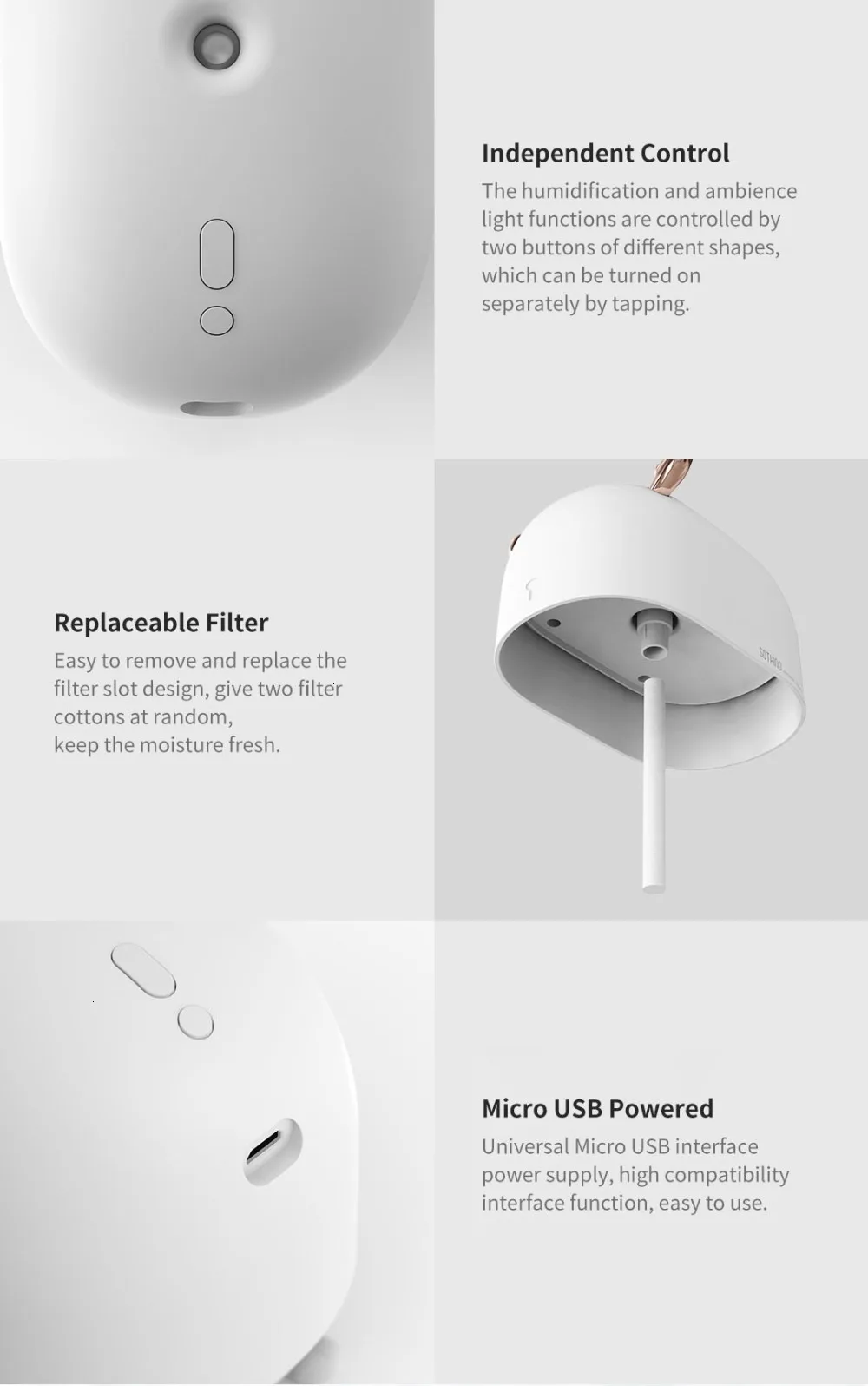 Xiaomi увлажнитель светильник USB домашний увлажнитель воздуха очиститель воздуха атмосферный ночной Светильник