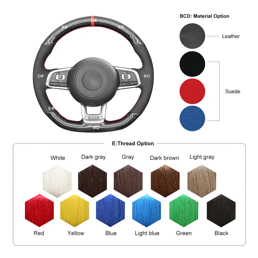 

MEWANT Black PU Carbon Fiber Steering Wheel Cover for Volkswagen VW Golf 7 GTI T-Roc Passat Variant (R-Line) Tiguan