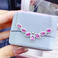 kjjeaxcmy fine jewelry 925 silver inlaid natural pink sapphire women popular trendy fresh gem necklace pendant support detection