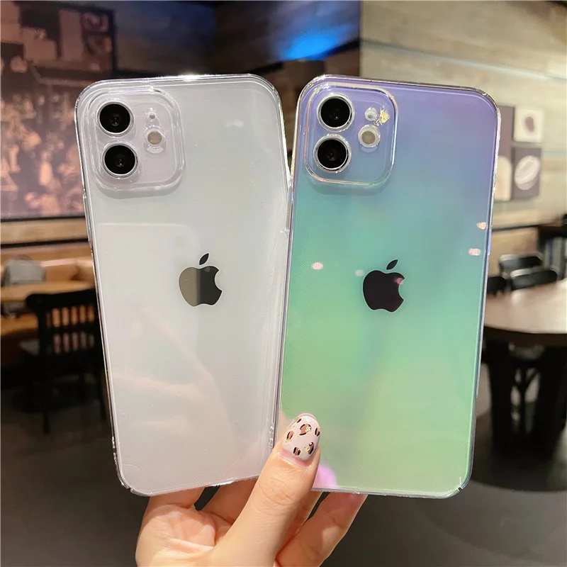 

Colorful Transparent Shockproof Phone Case For iPhone 12 Mini 11 Pro Max XR XS Max 8 7 Plus SE 2020 Clear Gradient Back Cover