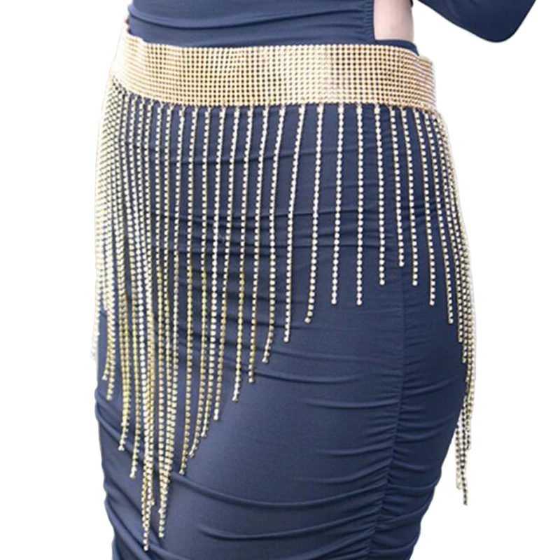 Роскошный свадебный пояс Стразы с золотыми кристаллами женский серебряный