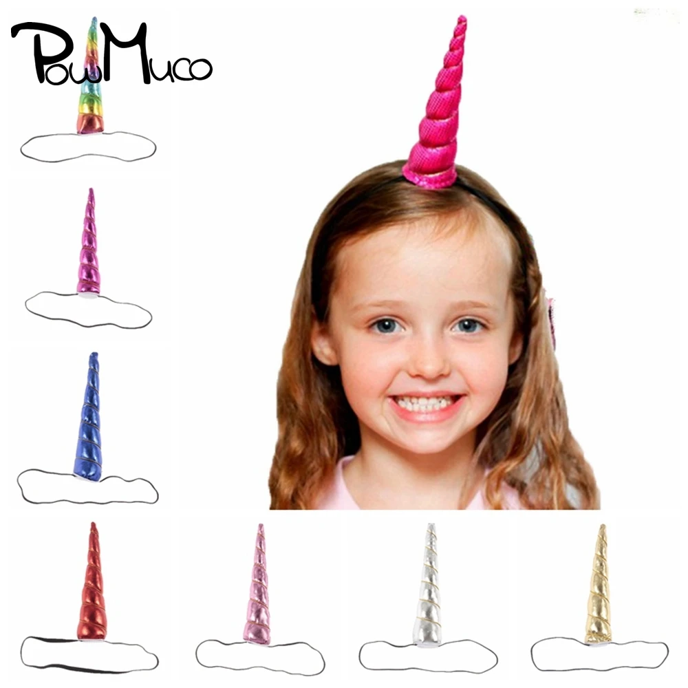 

Powmuco 14 CM Glitter Unicorn Horn Toddler Elastic Headband Fashion Baby Girls Hairband DIY Clothing Decoration Birthday Gifts