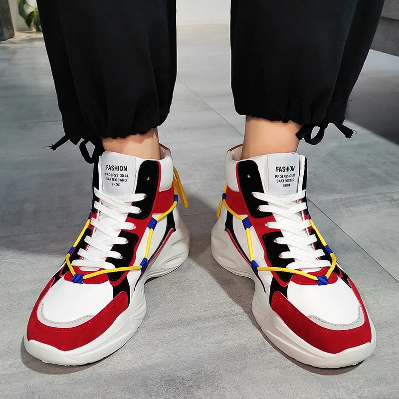 

fashionHigh white mens hightop shoes gym Casual Male sneaker trainers adidasi black Sneakers korean male sneakers top walking
