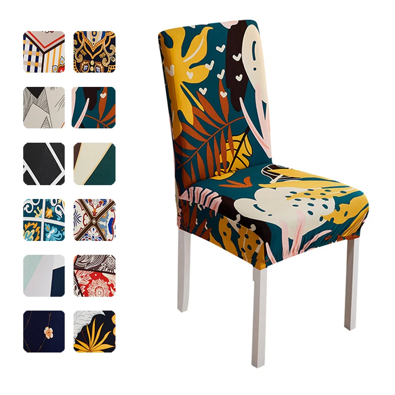 

Multi-Dimensional Color Printed Chair Cover Elastic Dining Seat Covers for Banquet Wedding Restaurant Hotel Removable Washable