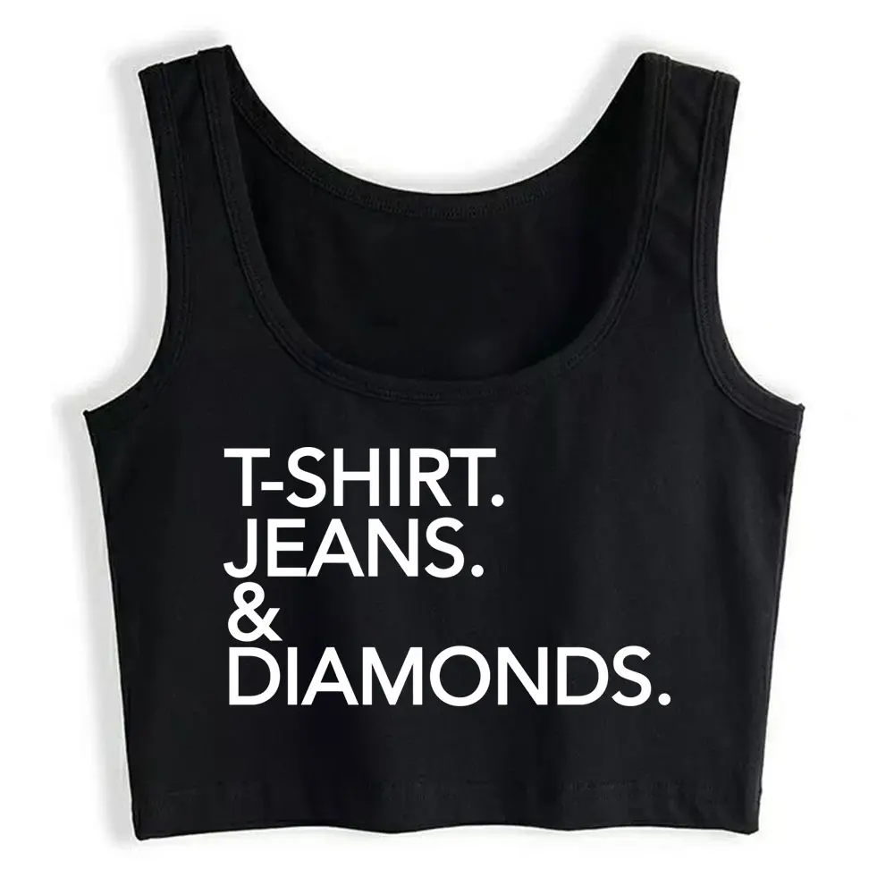 

Boho Crop Top Jeans & Diamonds Street Vintage Cotton Y2k Tops Womens Tops blusas mujer de moda 2021 verano Gym Tank Top Women