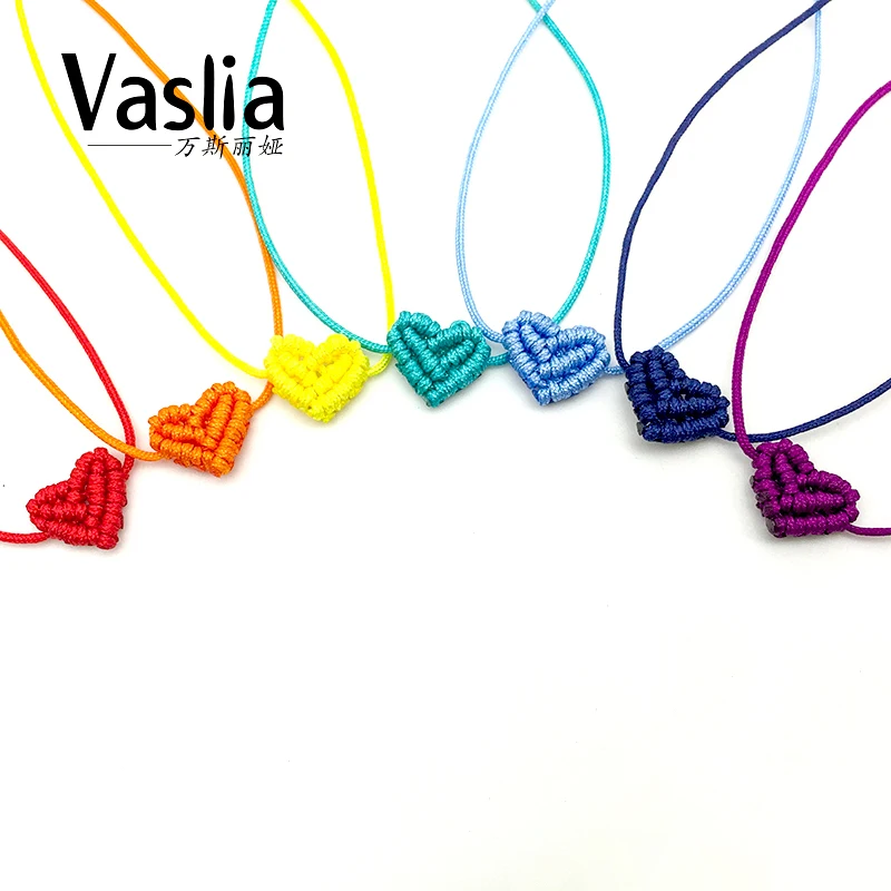 Браслет VASLIA персиковый в форме сердца красный веревочный браслет ручной работы