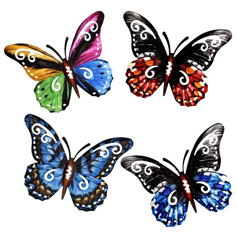 

4Pcs 3D Metal Butterfly Wall Sculptures Art Hanging Decor for Patio Garden Backyard Outdoor and Indoor Set