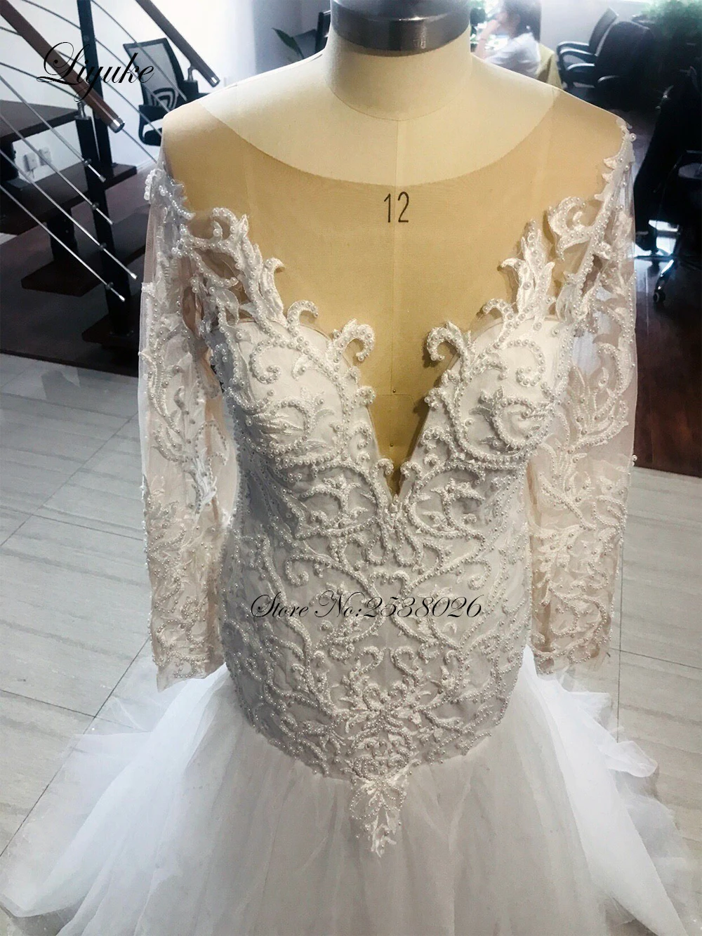 Сексуальное свадебное платье-Русалка с длинным рукавом и v-образным вырезом