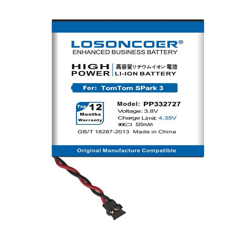 LOSONCOER 520 мАч PP332727 WT-TTS3 сменные батареи для TomTom Spark 3 Смарт часы Smartwatch батарея