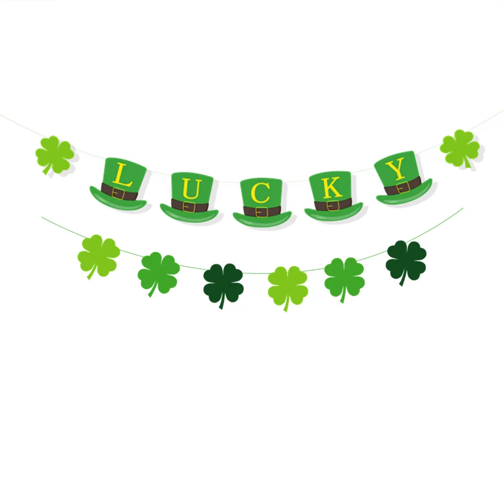 

5M Saint Patrick's Day Banner Decor Bunting Pennant Four-Leaf Clover Garland Flags Irish Party Decorations Luckey Home Decor