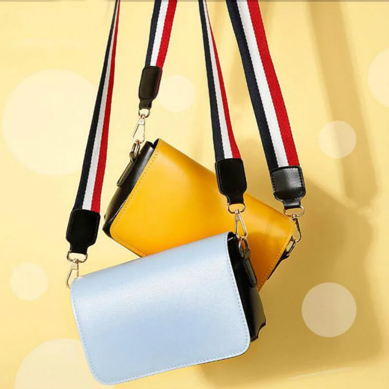 

Простая Женская мини-сумка через плечо, полосатая Сумочка через плечо с клапаном и широким ремнем, модная Корейская сумка для девушек и женщ...