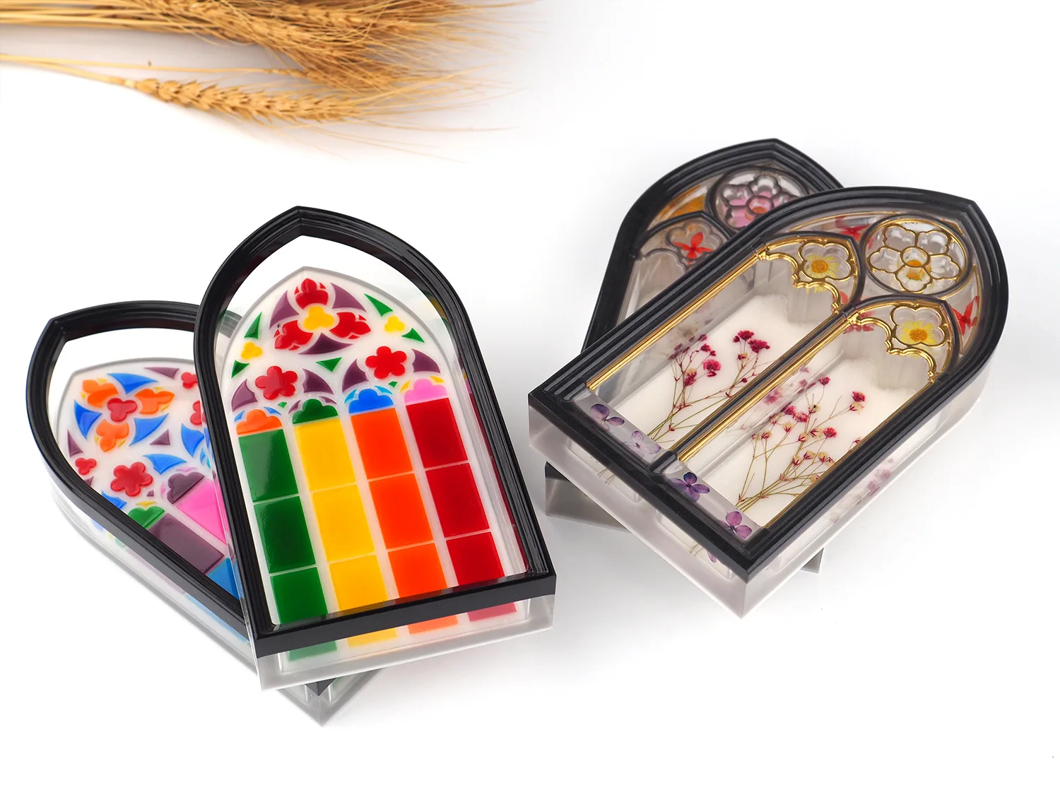 Caja de almacenamiento de resina epoxi de cristal, gabinete de almacenamiento de ventana de Iglesia, molde de silicona, ventana de sauce, joyer&iacute;a, caja de almacenamiento de cosm&eacute;ticos-3