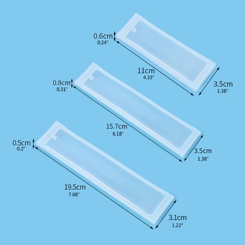 

LX9E 25 x Silicone Rectangle Bookmark Mold DIY Epoxy Resin Mould Craft Making