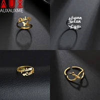 auxauxme 2021 hot sell customized stainless name rings for woman man lovers family jewelry birthday wedding party gifts
