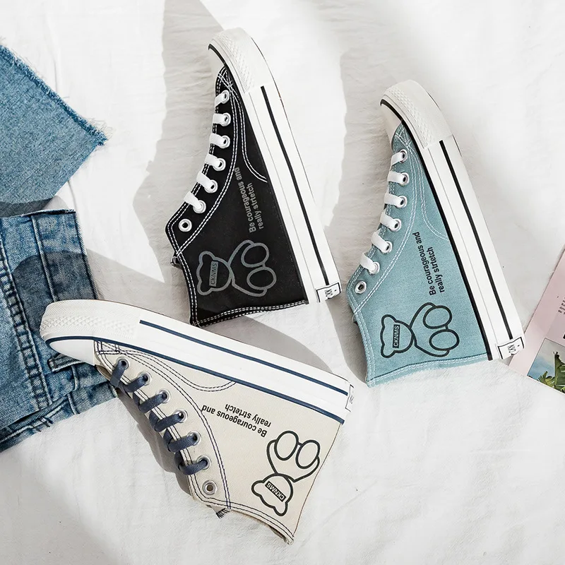 

New Graffiti Canvas High-top Women's Sports Shoes Lightweight Durable Comfortable and Breathable Women's Vulcanized Shoes