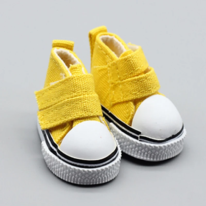 Yellow 5 см/кукольная обувь джинсовые кроссовки для кукол Модная Джинсовая парусиновая мини-игрушка обувь на липучке 1/6 для куклы ручной работы DIY подвеска - Цвет: Yellow