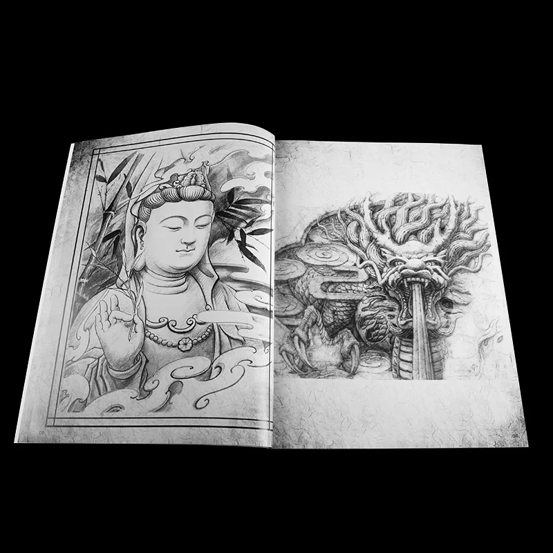 A4 Tattoo Books Lotus Flower Prajna Stone Carving Buddha Beauty Art 42 Page Accessories | Красота и здоровье