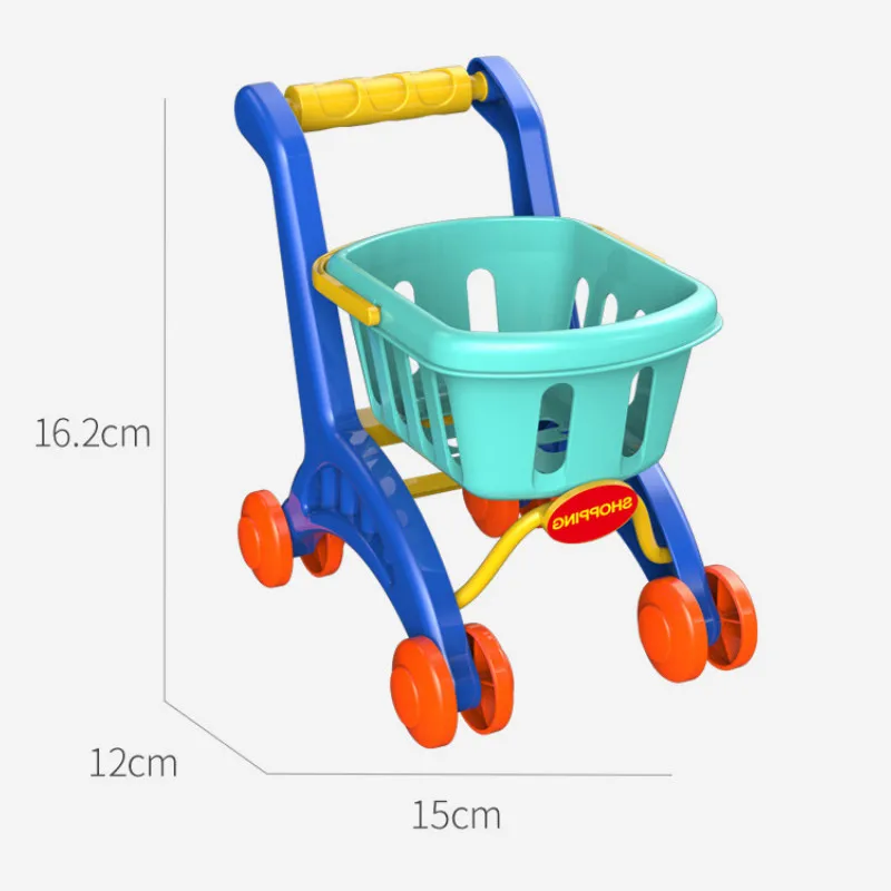 

Children's Supermarket Cash Register Toy Baby Play House Simulation Cash Register Mini Food with Shopping Cart Toy Set for Girls