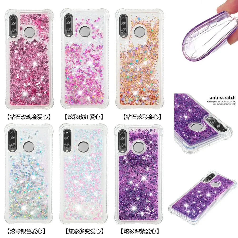 Силиконовый чехол-Бампер для Huawei P30 Lite Honor 20S MAR-LX1H MAR-LX1M милый Блестящий жидкий