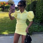 Женское мини-платье с пышными рукавами, винтажное облегающее платье с воротником с рюшами и отложным воротником, летняя одежда феи, 2021