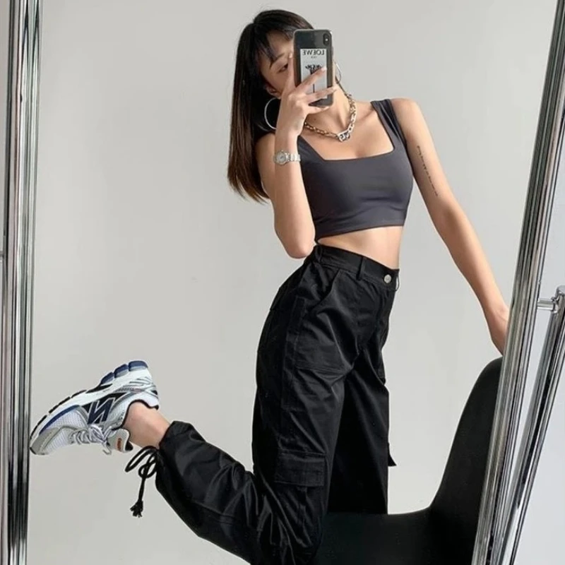 Майки женские Универсальные однотонные облегающие пикантная уличная одежда с