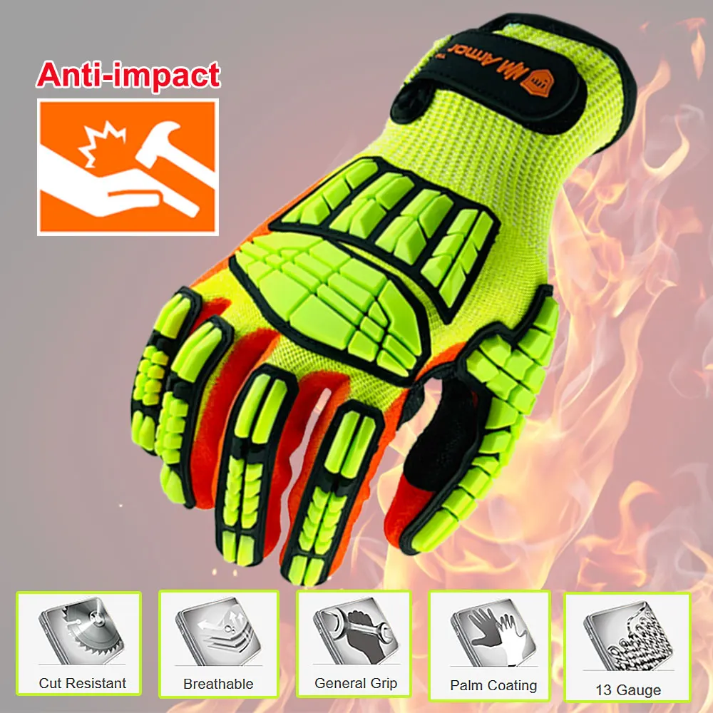 NMSafety Anti Vibration Protective Work Gloves Cut Resistant High Quality with Oil-proof Nitrile Dipped Palm Glove