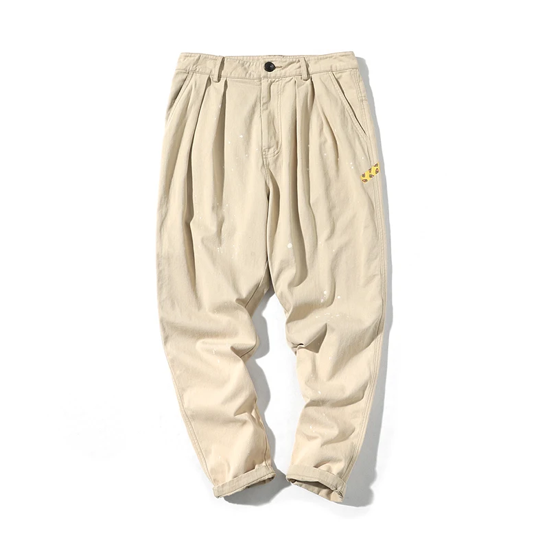 Мужские повседневные Стрейчевые штаны цвета хаки брюки для художника винтажная