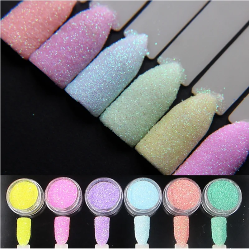 6 цветов пастельные Блестки для ногтей набор нейл арта блестящая пудра ультра