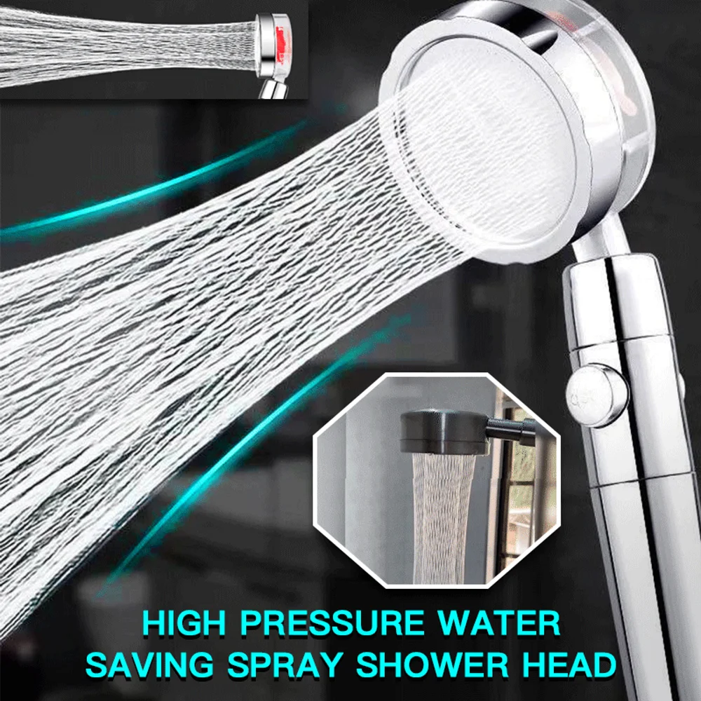 

Shower Head Water Saving Flow 360 Degrees Rotating With Small Fan ABS Rain High Pressure spray Nozzle Bathroom Accessories