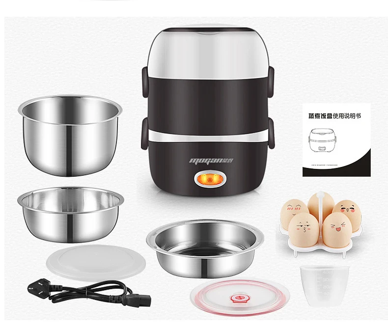 

MINI Rice Cooker Thermal Heating Electric Lunch Box 2/3 Layers Portable Food Steamer Cooking Container Meal Lunchbox Warmer