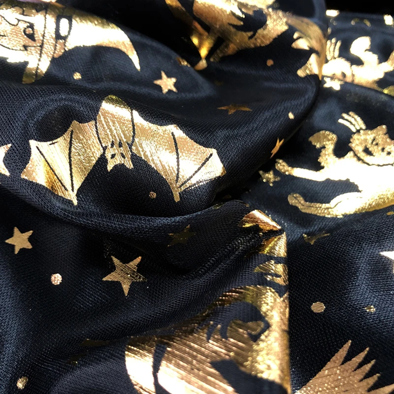 1 м * 5 ткань для Хэллоуина пэчворк Бронзирующая полиэстер стрейч трикотажная