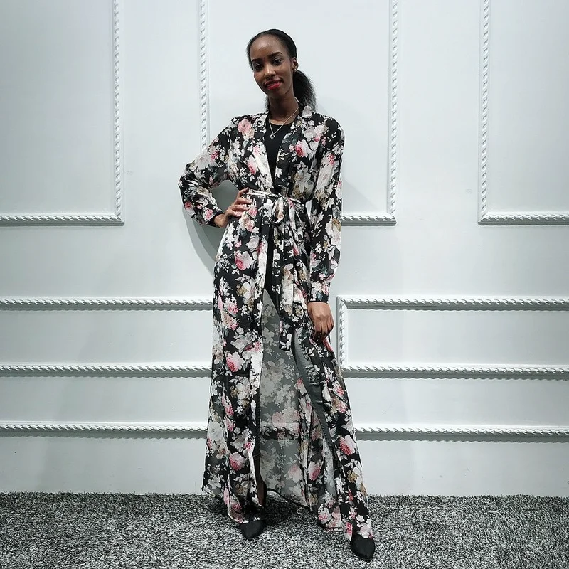Шифоновый Кафтан Дубай абайя турецкое кимоно мусульманский хиджаб платье кафтан пакистанский турецкий ислам одежда женский халат