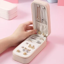 Portable Womens Jewelry Organizer Box Leather Jewellery Storage Display Earrings Ring Necklace Case 2020 Hot