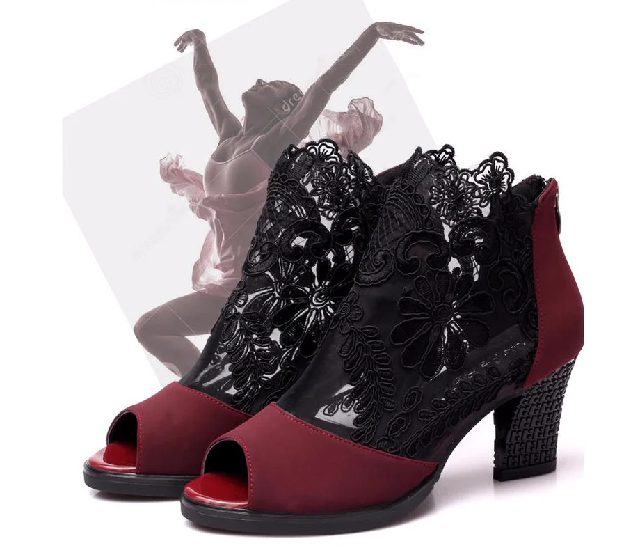 Летние сетчатые сандалии QWEDF с открытым носком привлекательные Туфли на каблуке